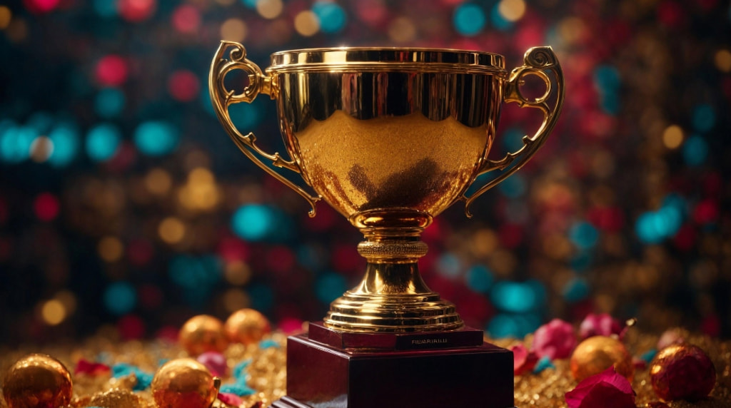 Gyldent trofæ på bord