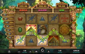 Skærmbillede fra den nye Masked Treasures spilleautomat fra Relax Gaming