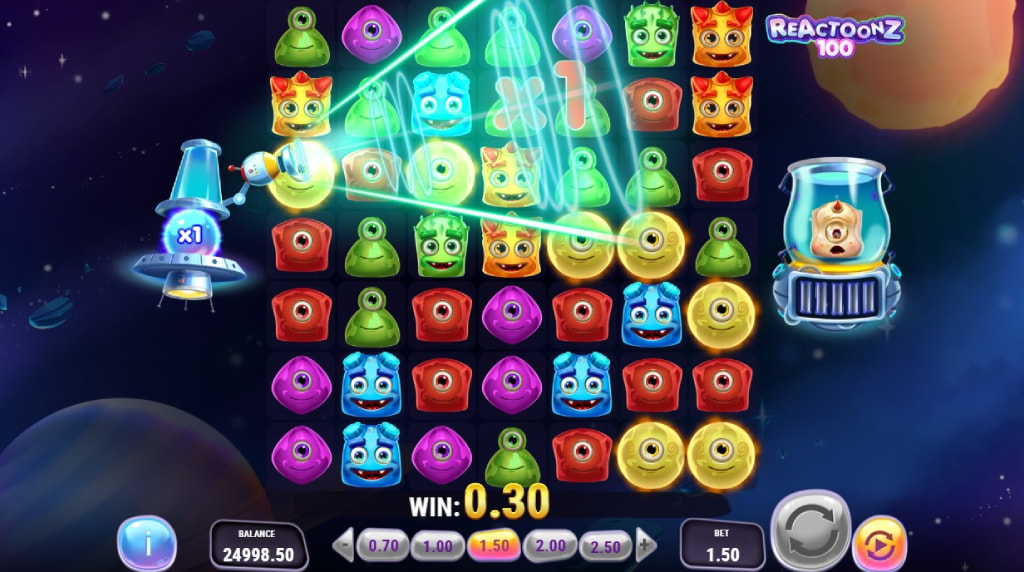 Screenshot fra den Nye Reactoons 100 Slot af Play’n GO