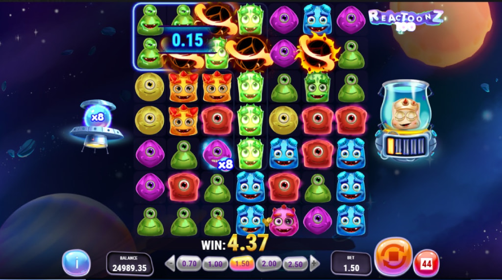 Skærmbillede af Demolition-effekten i Reactoonz 100