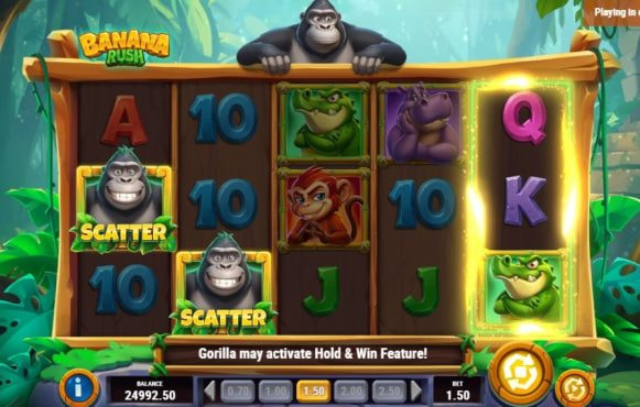 Screenshot fra den Nye Banana Rush Slot af Play'n GO