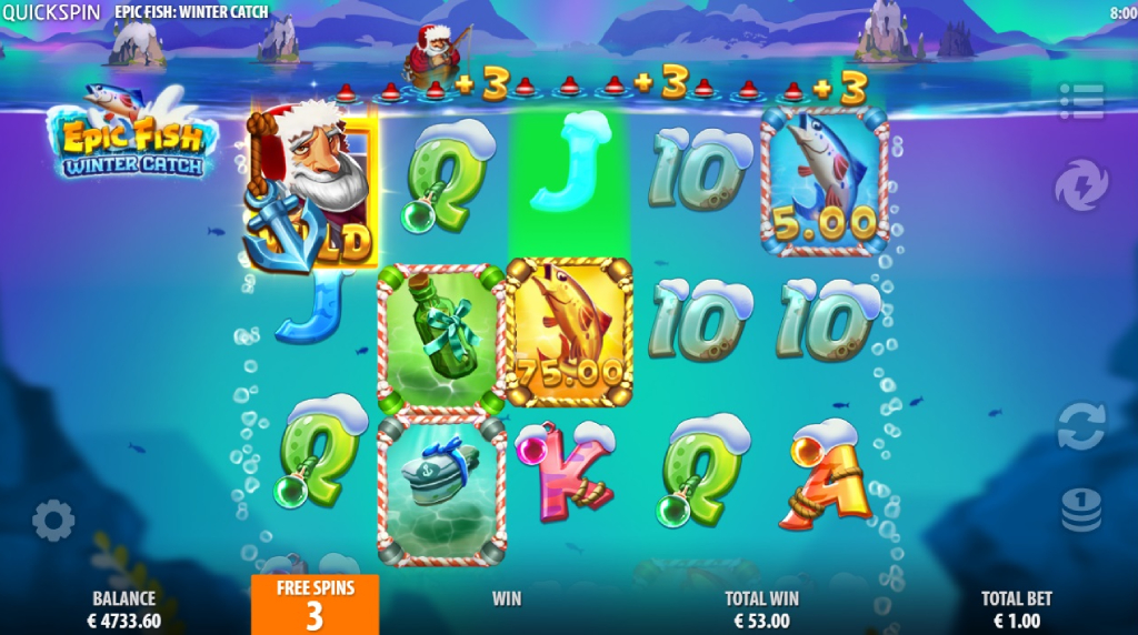 Skærmbillede af Bonusspil i Epic Fish Winter Catch