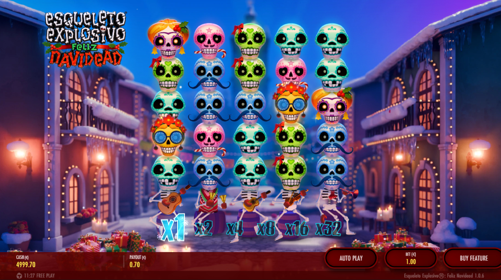 Juleslot Esqueleto Explosivo Feliz Navidead fra Thunderkick