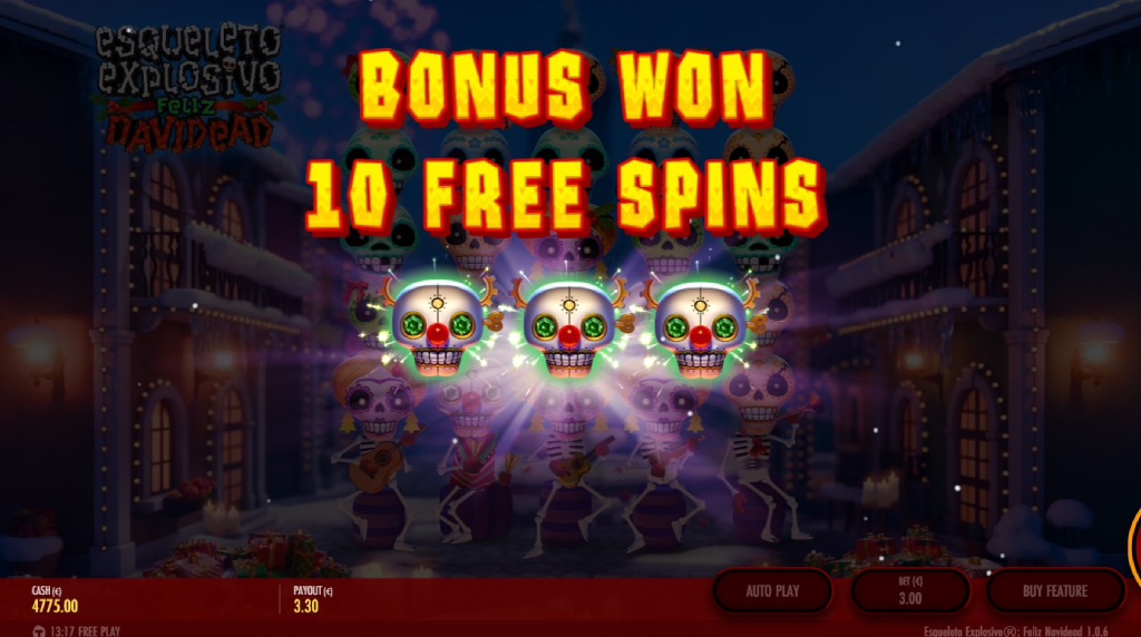 Skærmbillede af bonus funktion i Esqueleto Explosivo Feliz Navidead