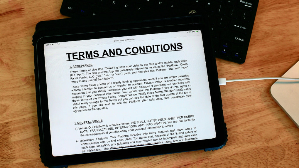 Relger og vilkår på tablet