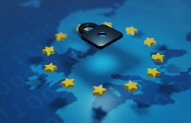 Blå EU kort med digital lås