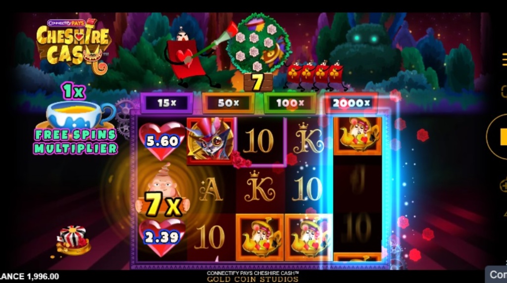 Screenshot fra den Nye Connectify Pays Cheshire Cash Slot af Gold Coin Studios