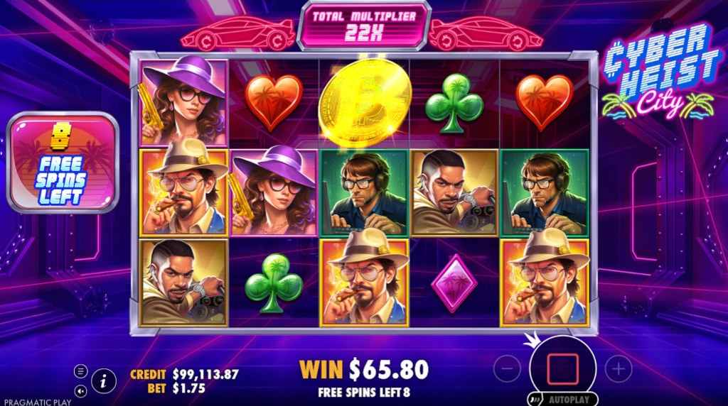 Skærmbillede af Super Free Spins i Cyberheist City