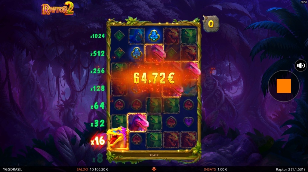 Skærmbillede af Free spins i Raptor 2