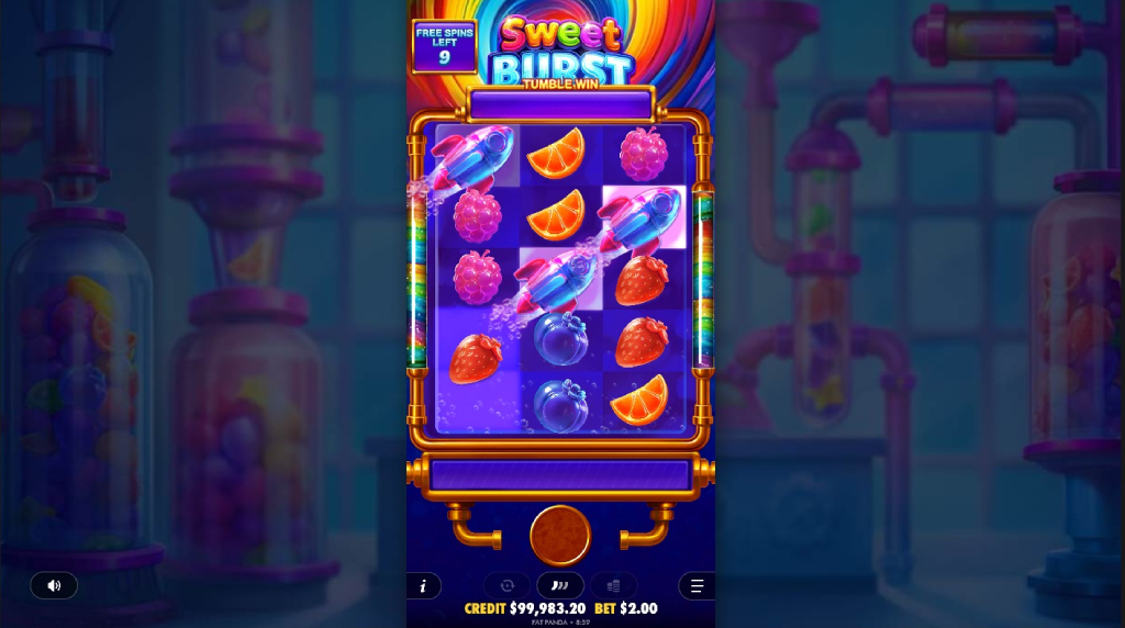 Skærmbillede af Free Spins i Sweet Burst