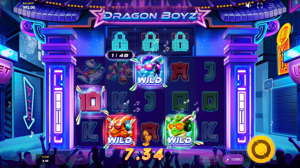 Screenshot fra den Nye Dragon Boyz Slot af Red Tiger