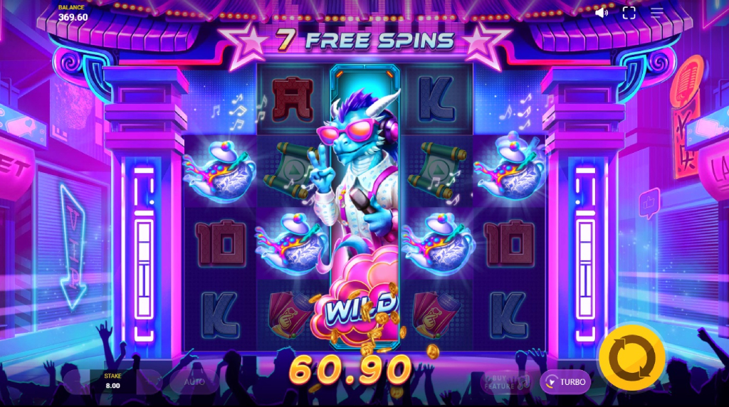 Skærmbillede af Free Spins i Dragon Boyz