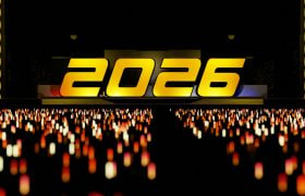 Gyldent 2026 tal med mange lys