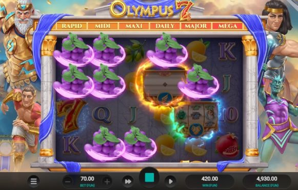 Screenshot fra den Nye Olympus 7’s Dream Drop Slot af Relax Gaming