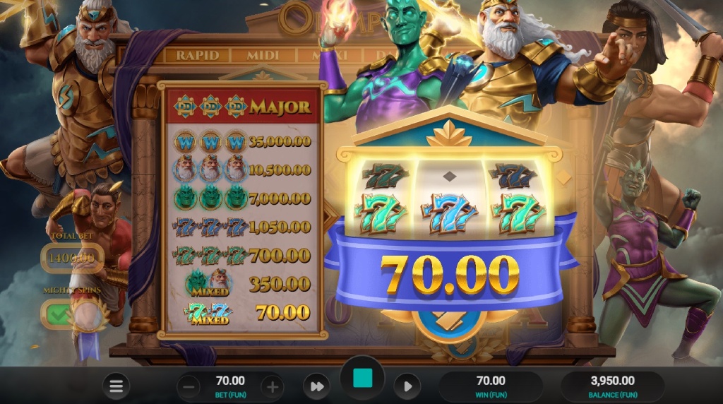 Skærmbillede af Major Mini Slot i Olympus 7’s Dream Drop
