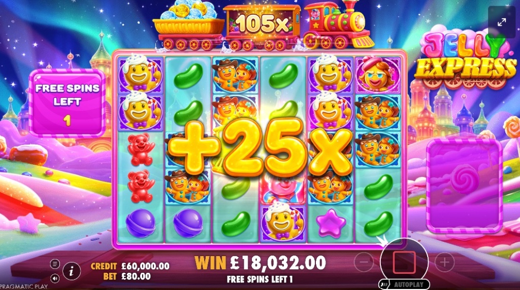 Skærmbillede af Super Free Spins i Jelly Express