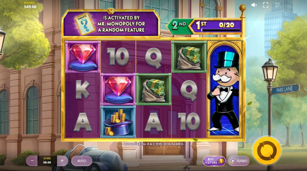 Screenshot fra den Nye Monopoly Money Magnate Slot af Red Tiger
