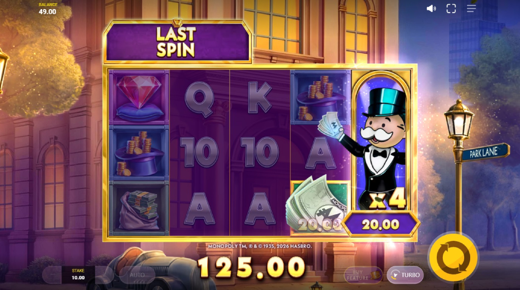 Skærmbillede af Free Spins i Monopoly Money Magnate