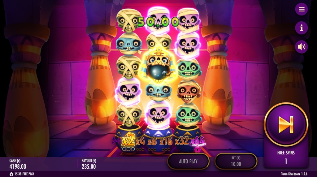 Skærmbillede af Free Spins i Tutan Kha-boom