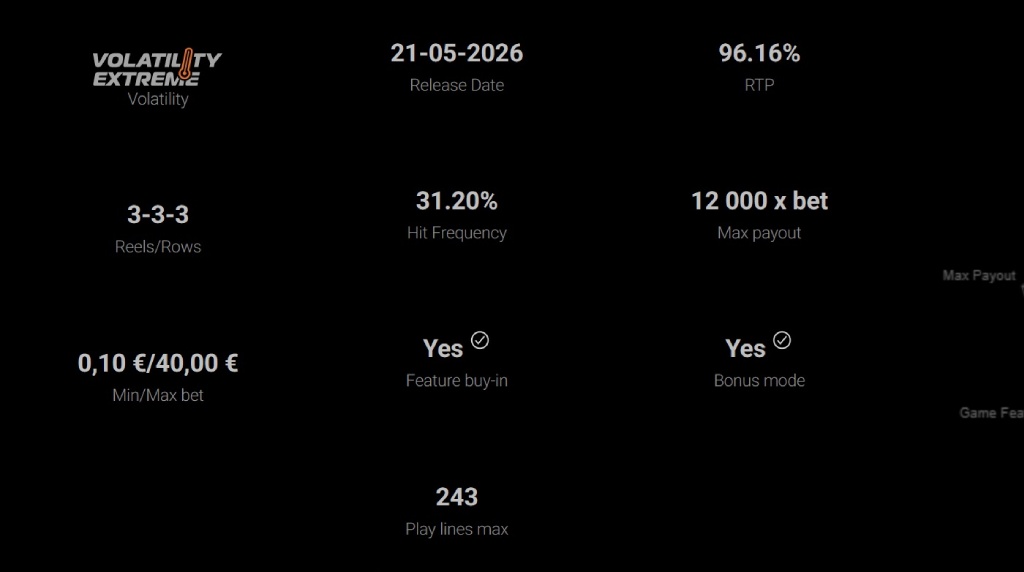 Screenshot af udbetalingstabellen i Jackpot Train