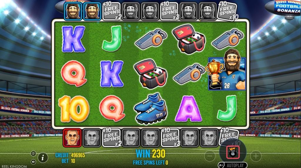 Skærmbillede af Free Spins i Big Bass Football Bonanza