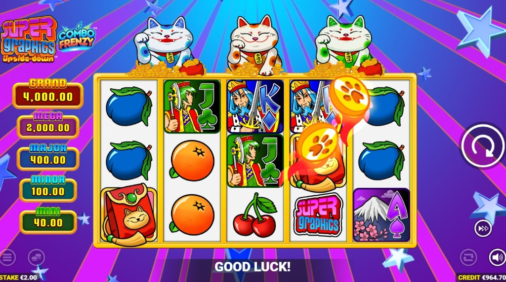Skærmbillede af Lucky Cats token i Super Graphics Upside Down