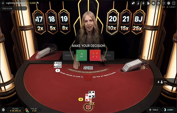 Lightning Blackjack by Evolution