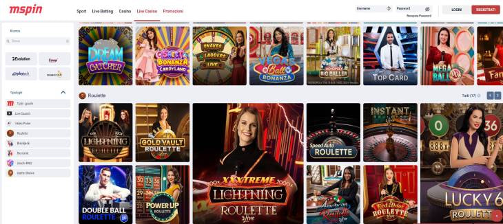 Live Casino di Marathonbet