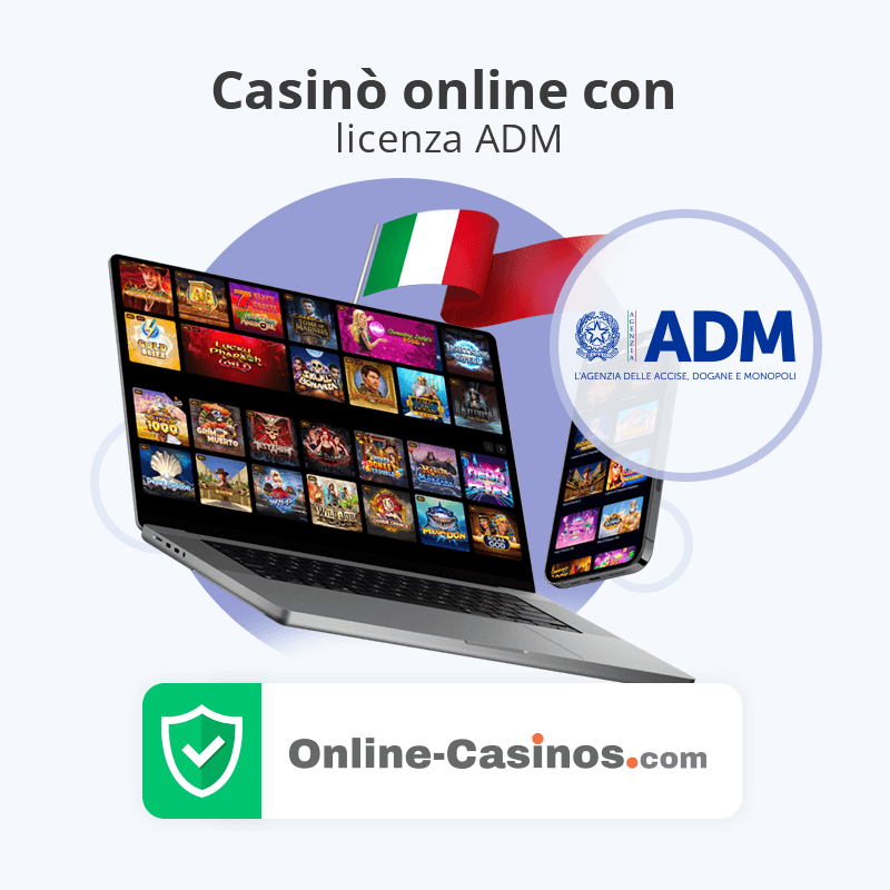 Il logo ufficiale di ADM con elementi del casinò sullo sfondo