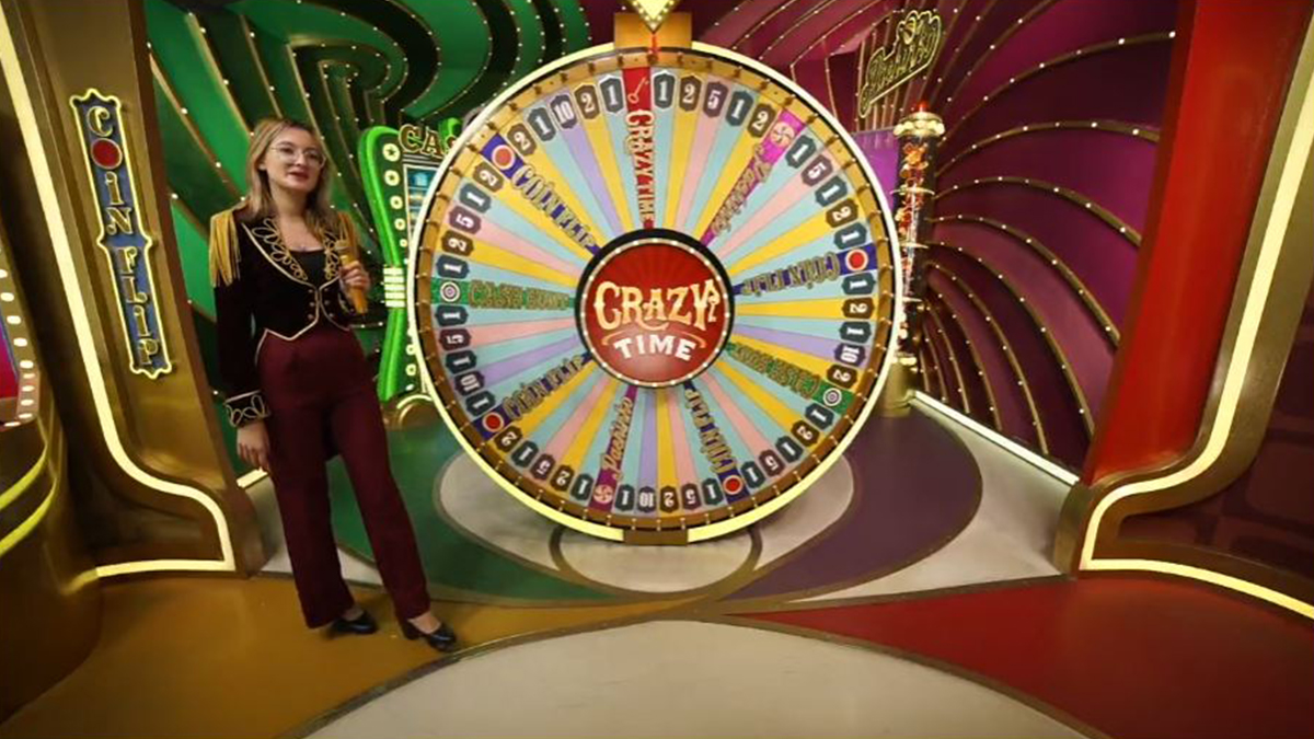 Uno screenshot del game show Crazy Time di Evolution