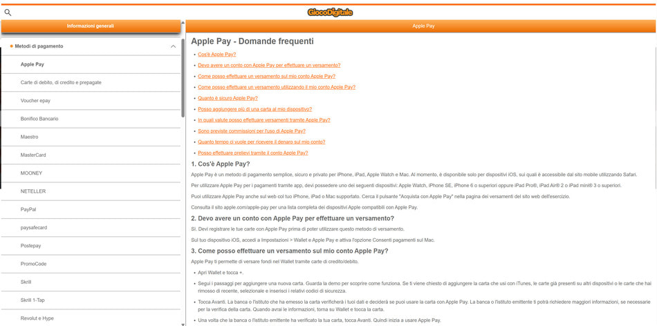 L'area informativa di Gioco Digitale