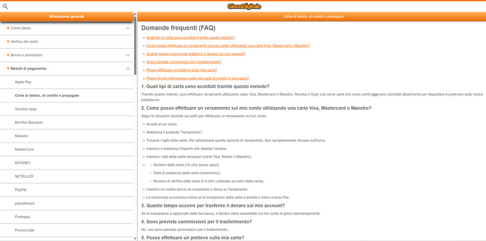 Le FAQ su Visa e Mastercard di Gioco Digitale