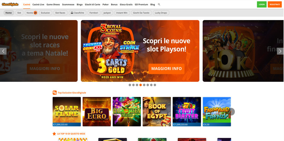 L'homepage di Gioco Digitale