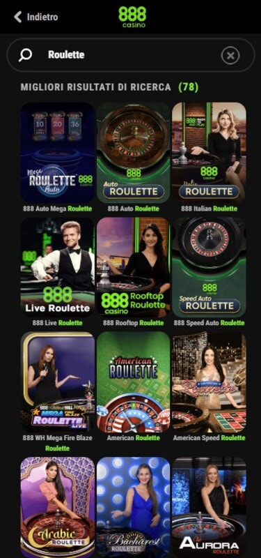 Varietà di roulette online su 888casino per l'Italia