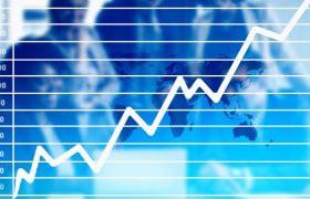 Grafico di crescita con sfondo aziendale sfocato