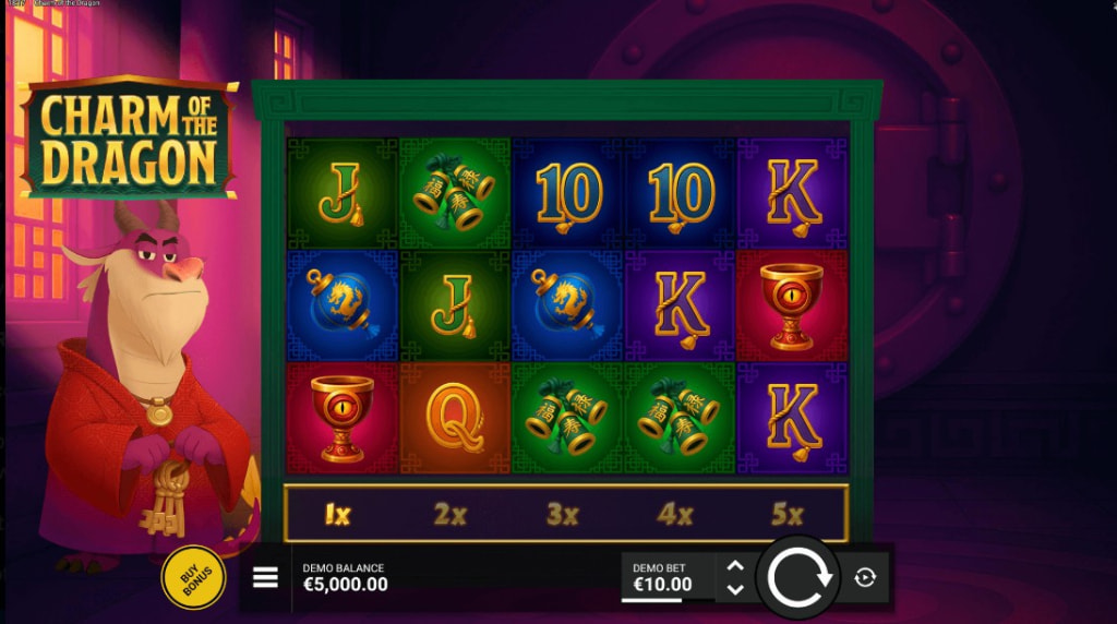 Screenshot dalla nuova slot Charm of the Dragon di Bullshark Games.
