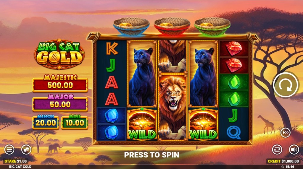 Screenshot della nuova slot Big Cat Gold di Blueprint Gaming