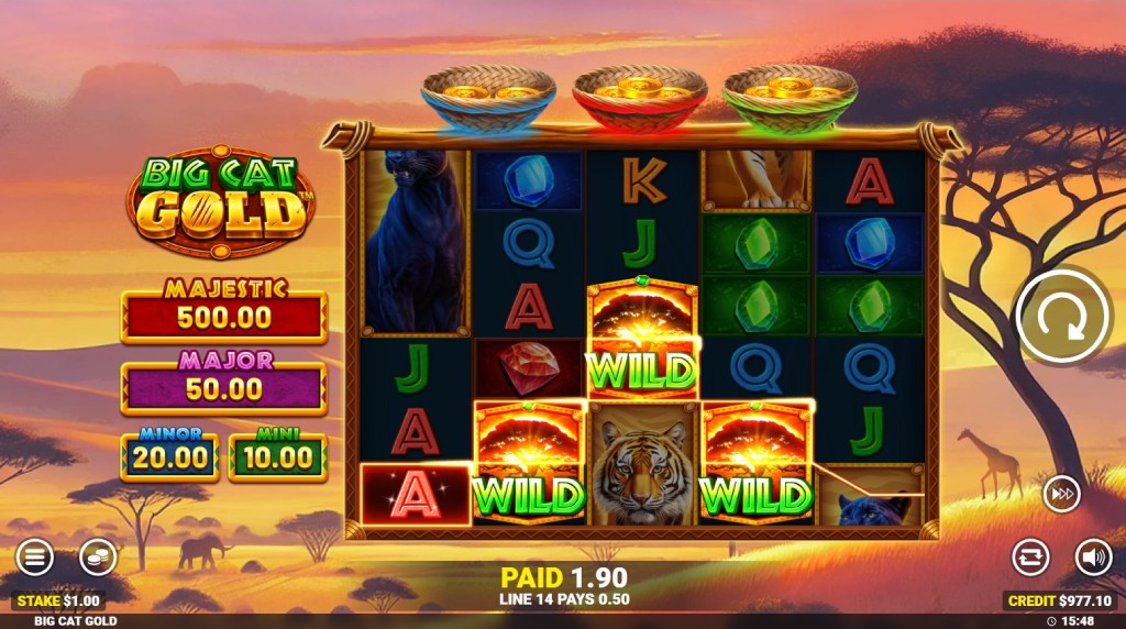Screenshot dei simboli wild di Big Cat Gold