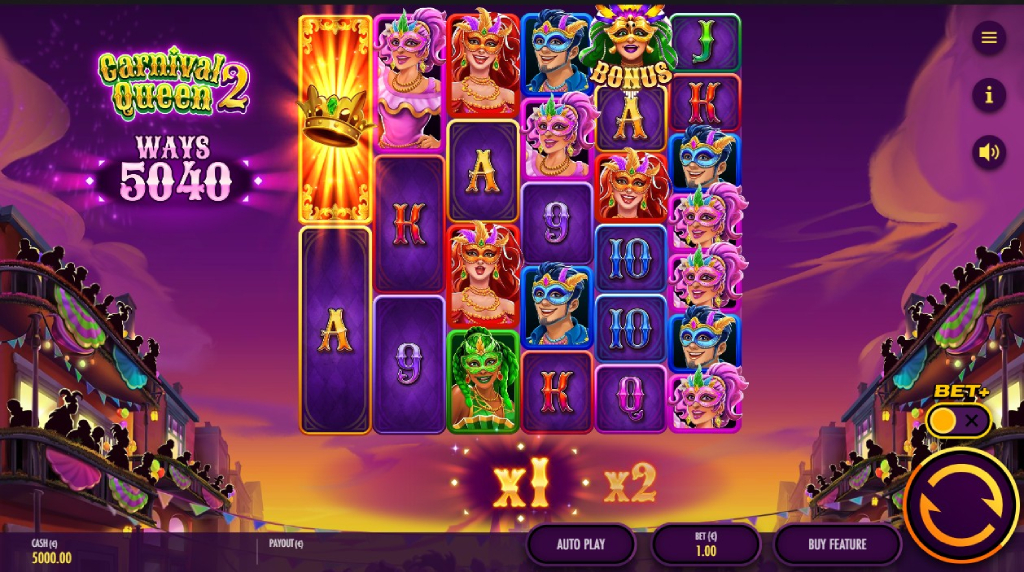 Screenshot della nuova slot Carnival Queen 2 di Thunderkick
