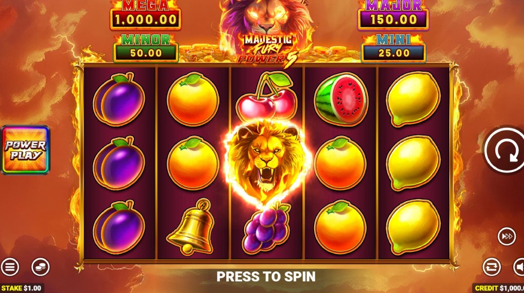 Screenshot della nuova slot Majestic Fury Power 5 di BluePrint Gaming