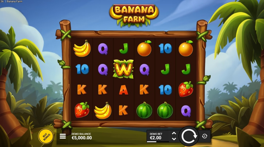 Screenshot della nuova slot Banana Farm di Backseat Gaming