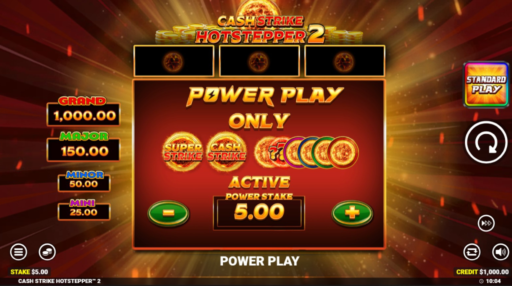 Screenshot della funzionalità Power Play di Cash Strike Hotstepper 2 di Blueprint Gaming