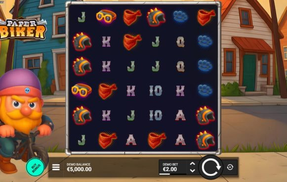Screenshot della nuova slot Paper biker di Bullshark Games