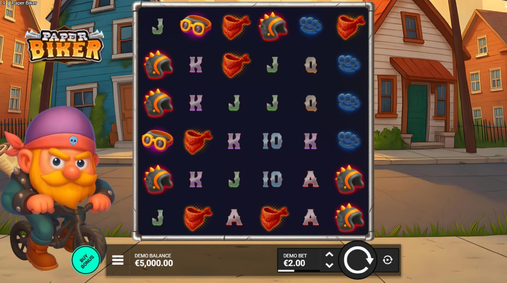 Screenshot della nuova slot Paper biker di Bullshark Games