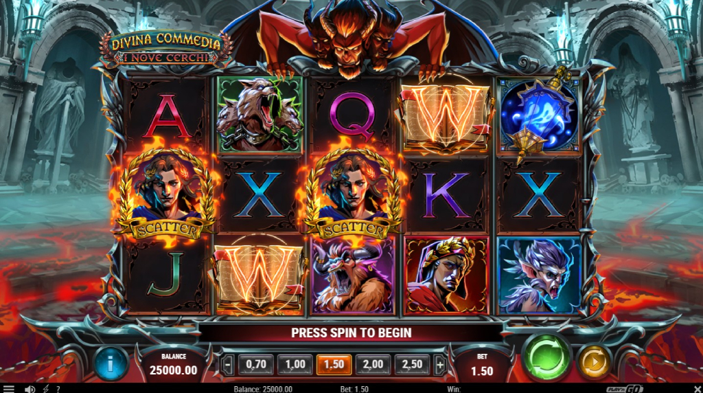 Screenshot della nuova slot Divina Commedia I Nove Cerchi di Play’n GO