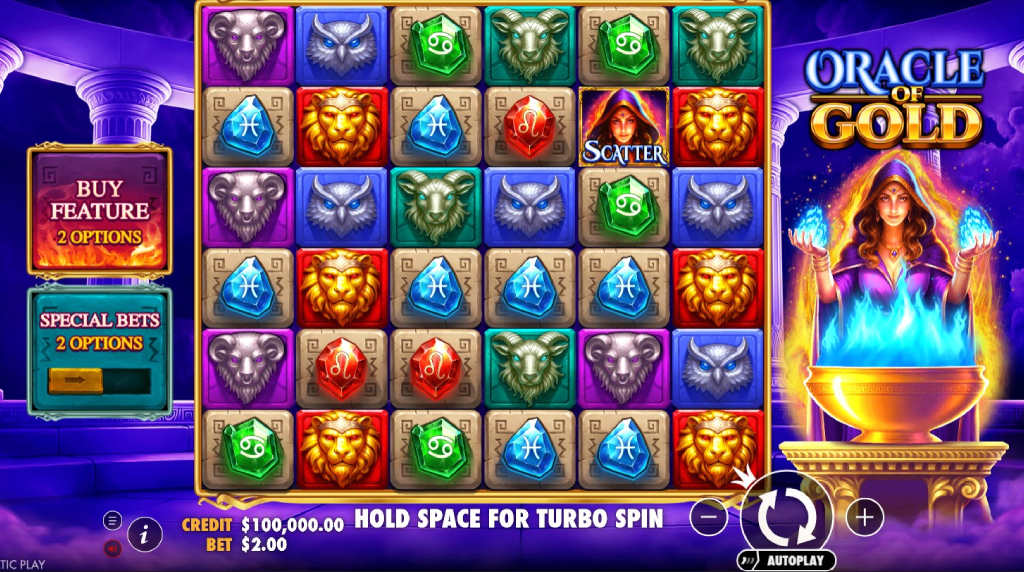 Screenshot della nuova slot Oracle of Gold di Pragmatic Play