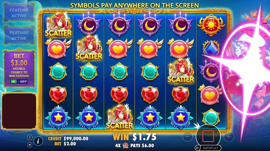 Screenshot della funzione Super Free Spins di Starlight Princess Super Scatter