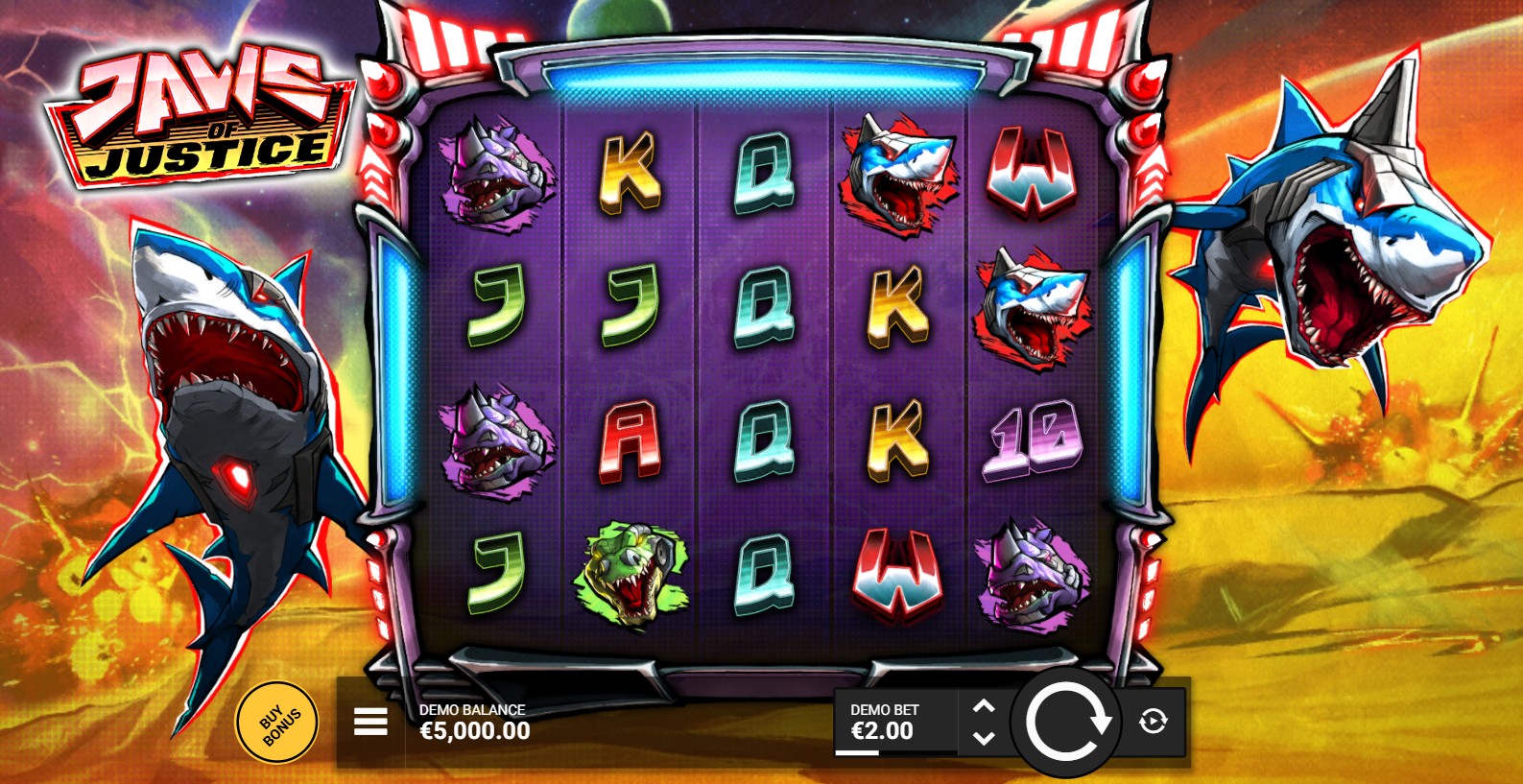 Screenshot della nuova slot Jaws of Justice di Hacksaw Gaming