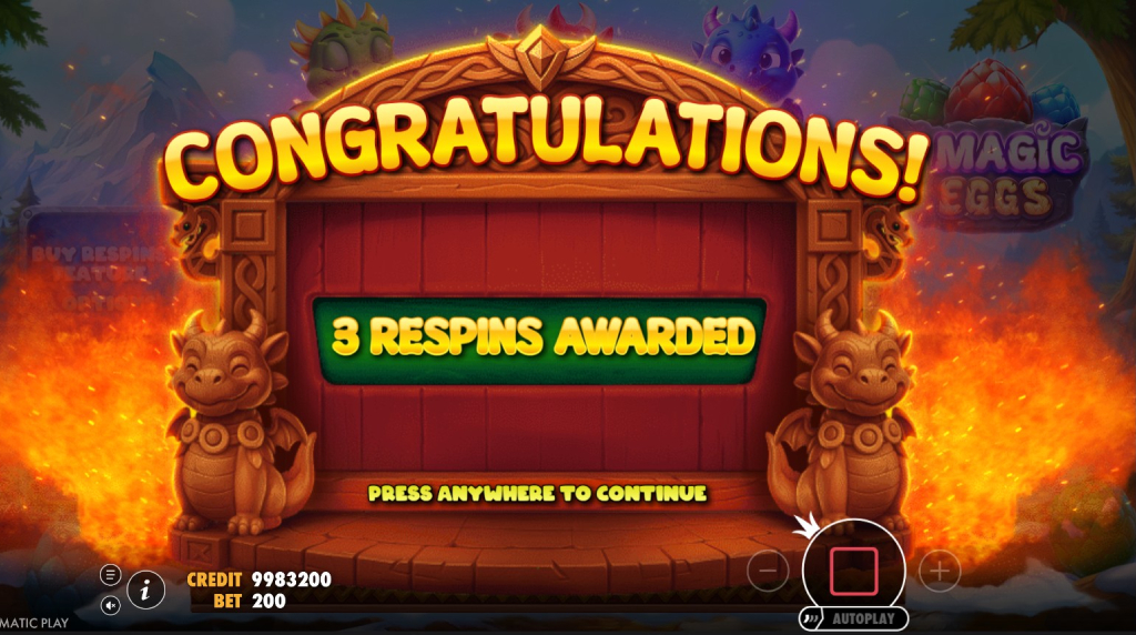 Screenshot della funzione Chest Respin di 3 Magic Eggs