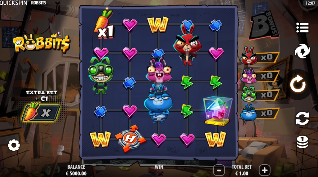Screenshot della nuova slot Robbits di Quickspin